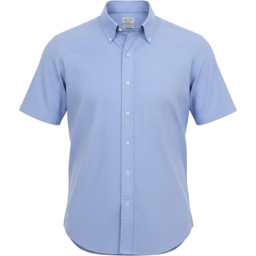 Brooks Brothers Shirt Mens 17 Blue Supima Cotton Madison Fit Short Sleeve Preppy - Picture 1 of 6